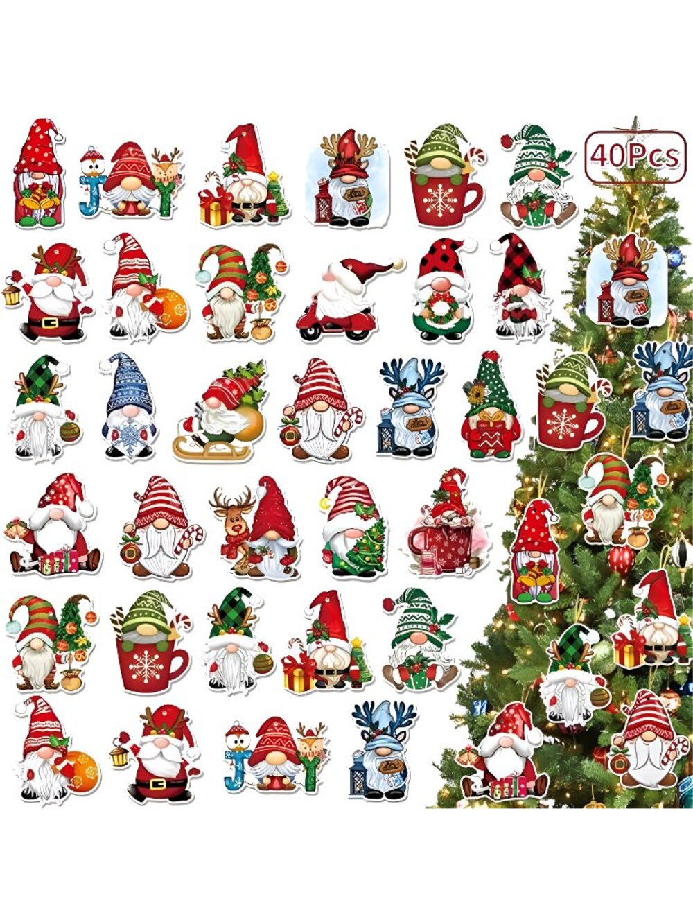 40Pcs Ornaments Christmas Gnomes Decorations Christmas Tree Ornaments